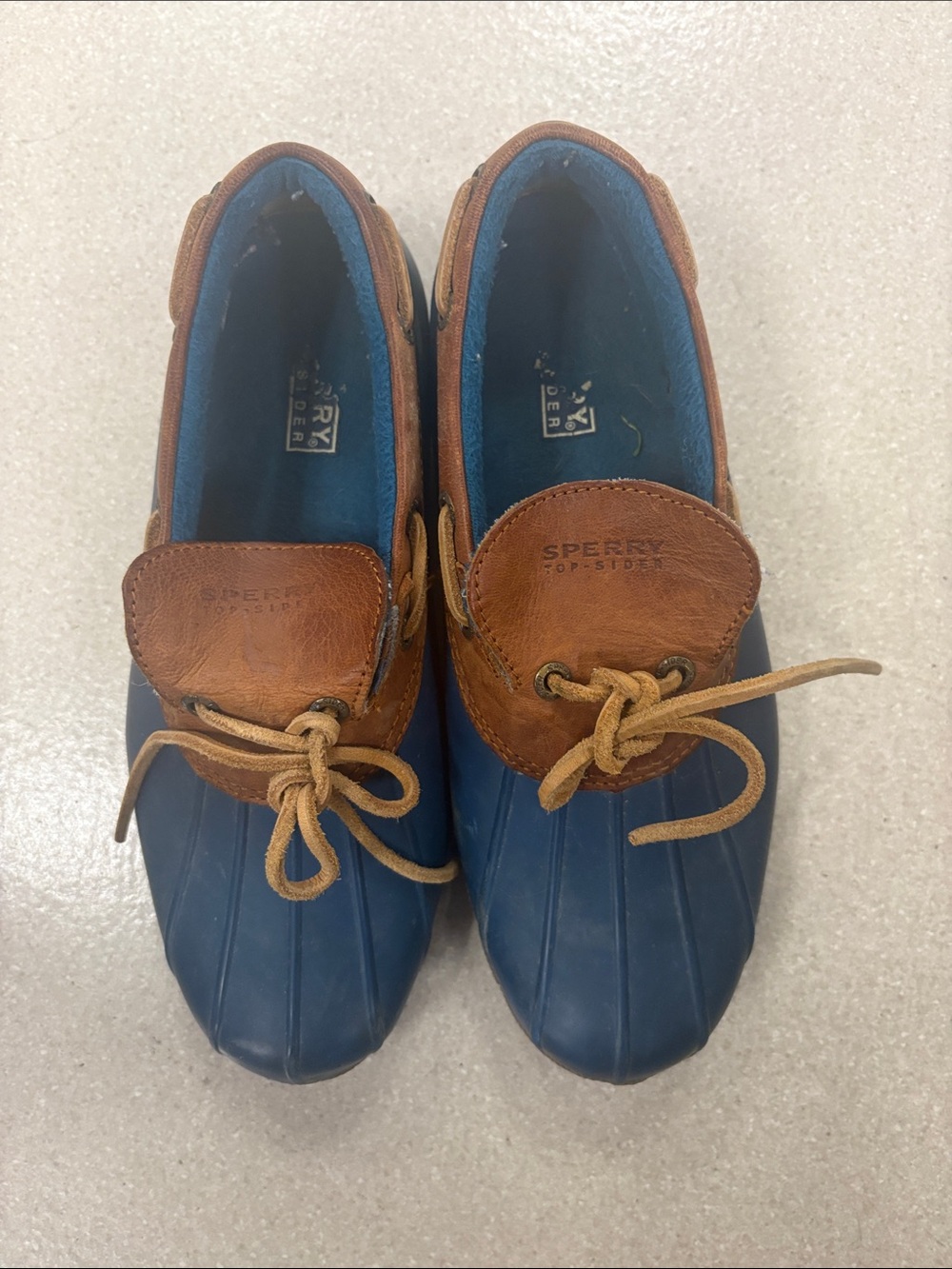 Sperry Two-Tone Blue Rubber & Brown Leather Men’s Boat Shoes